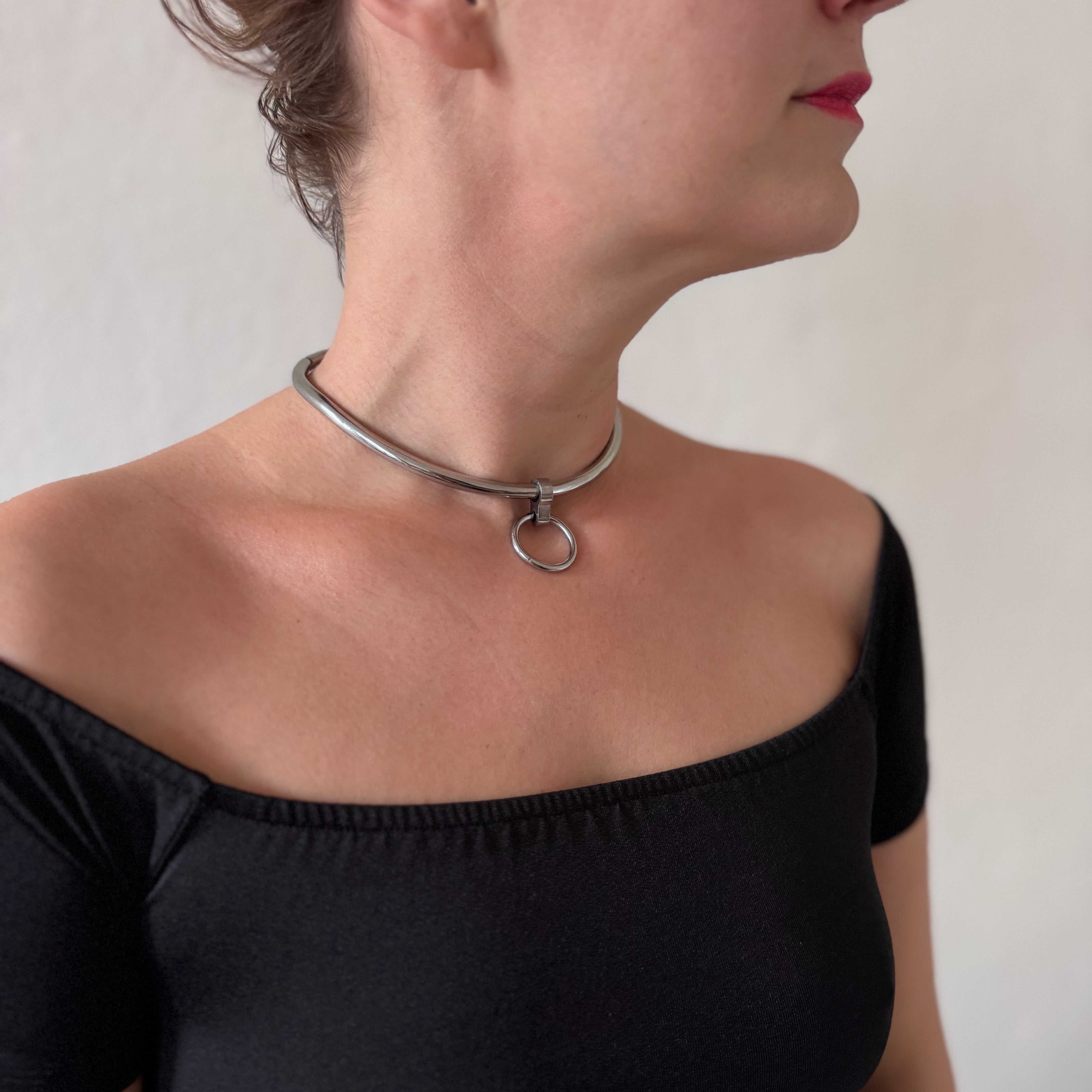 Lockable ergonomic choker 6mm with O-ring (Silver)