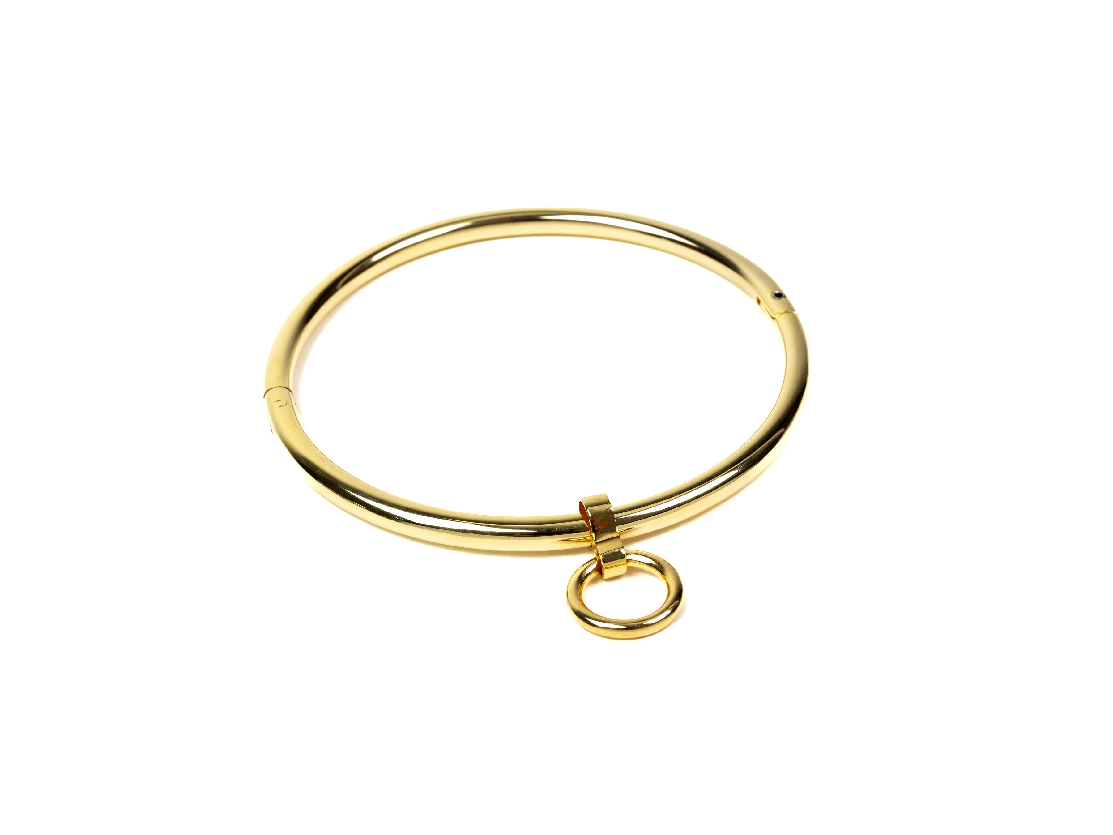 deSade® Collar 6 mm gold - Elegant locking neck cuff in stainless steel, oval, with hidden Hex‑Lock – with O‑Ring