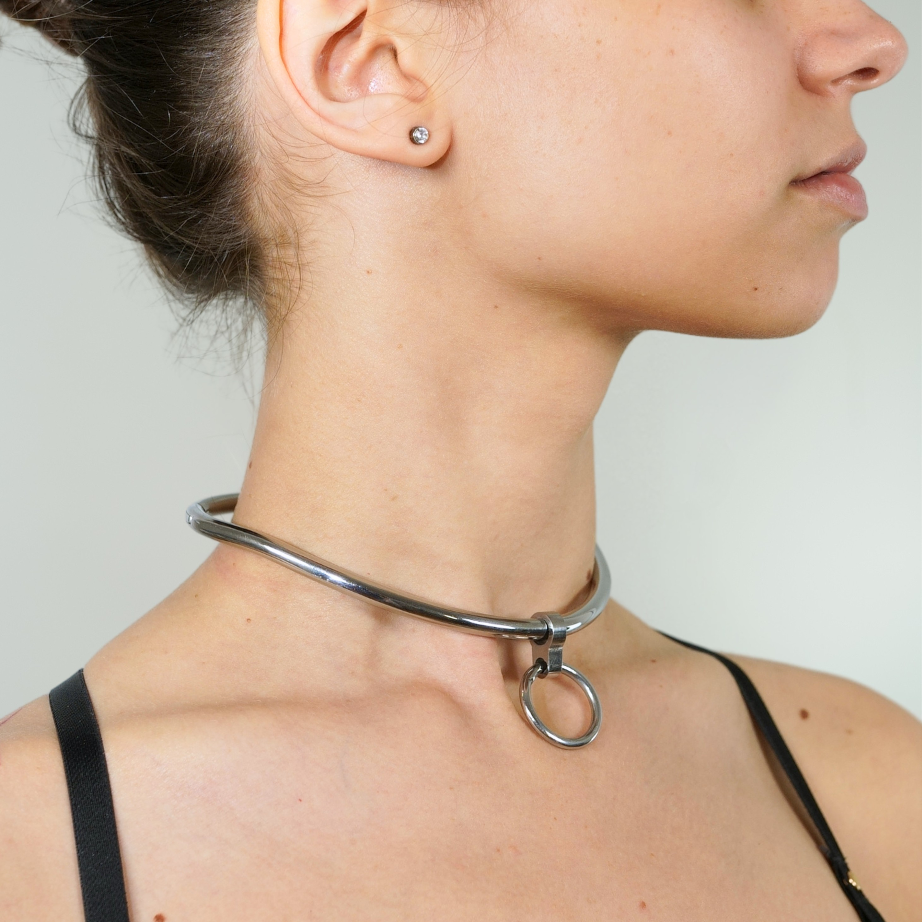 Lockable ergonomic choker 6mm with O-ring (Silver)