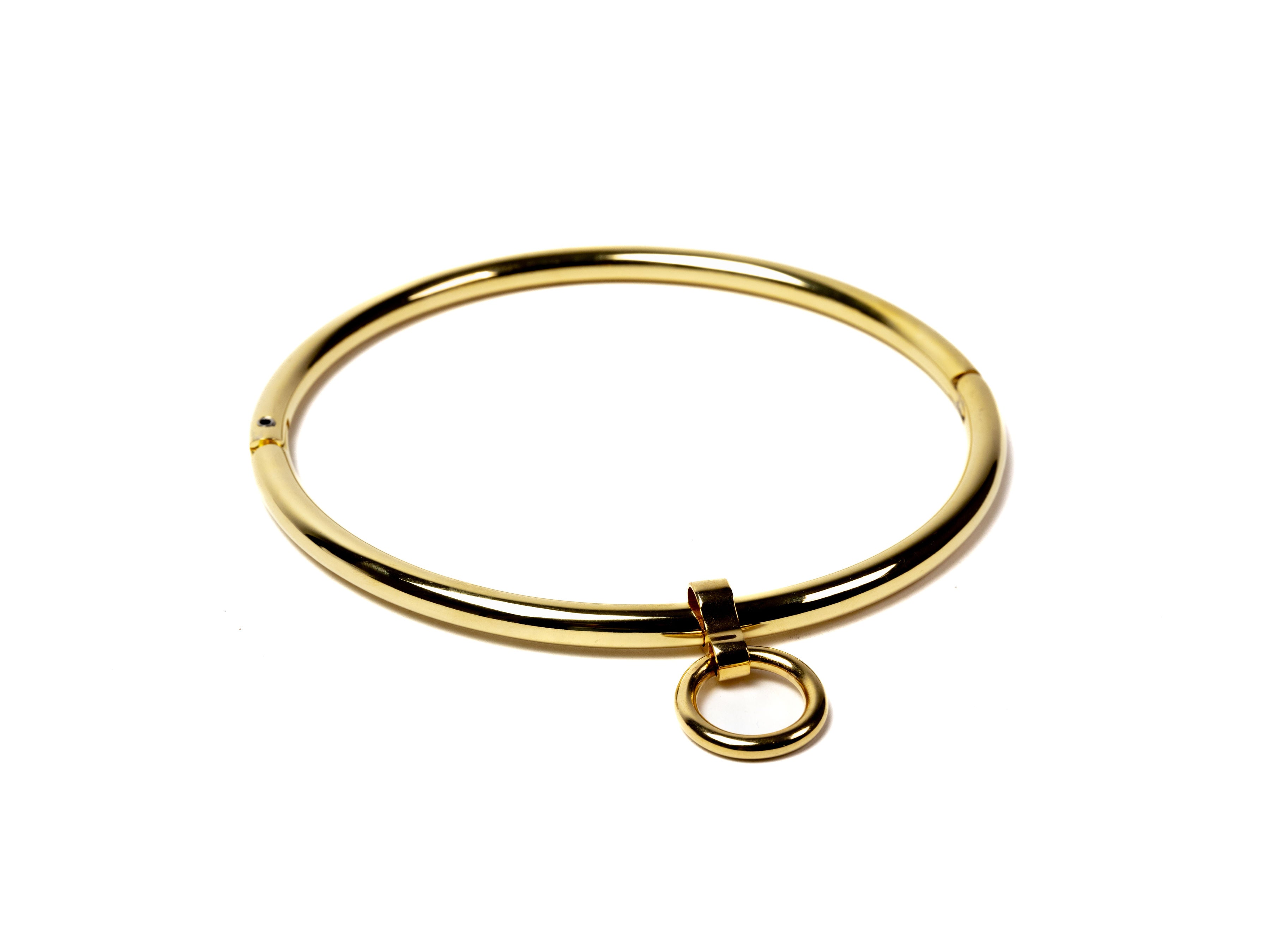 deSade® Collar 8 mm gold - Elegant locking neck cuff in stainless steel, oval, with hidden Hex‑Lock – with O‑Ring