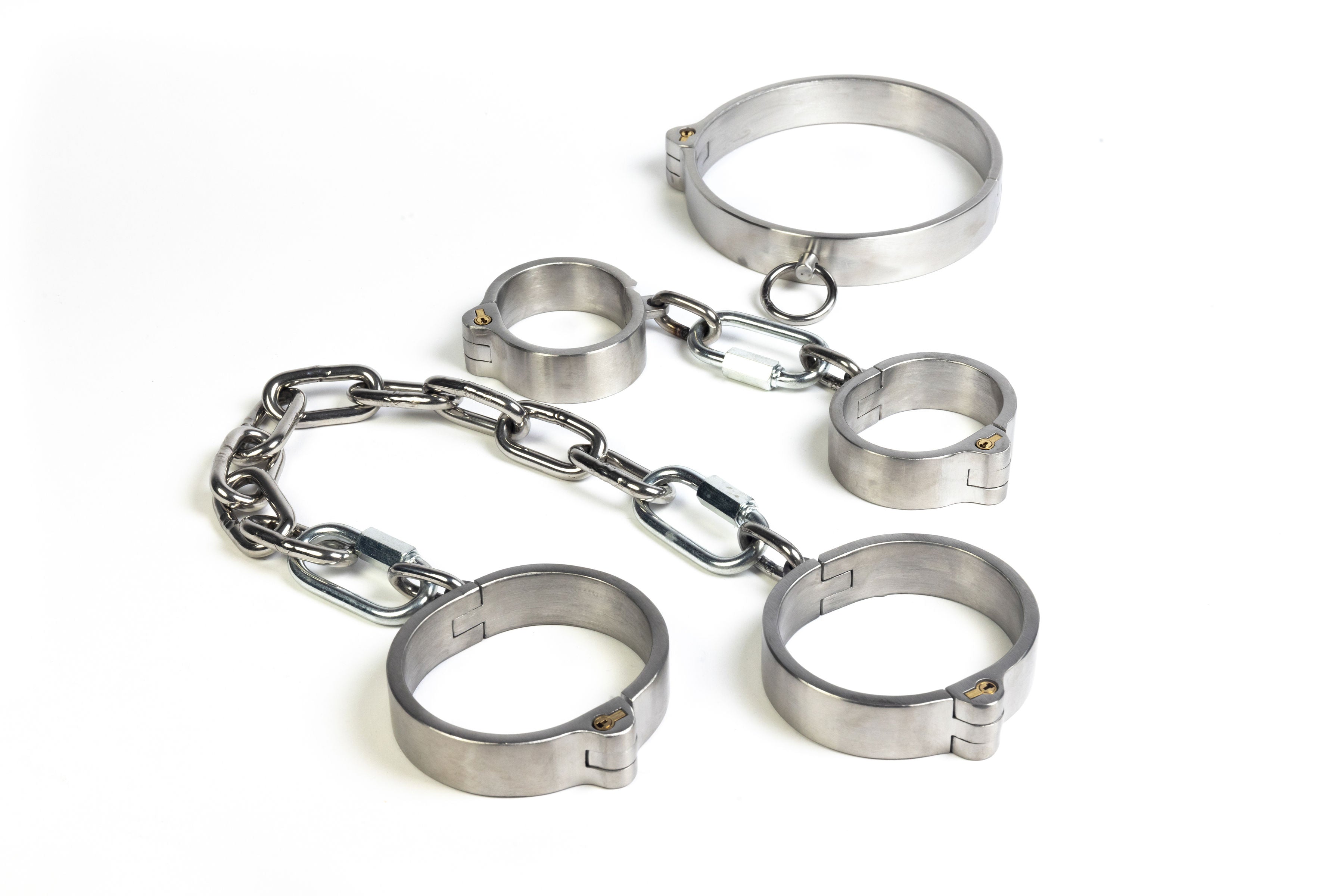 Push-in lock + spare key for collar, hand and ankle cuffs