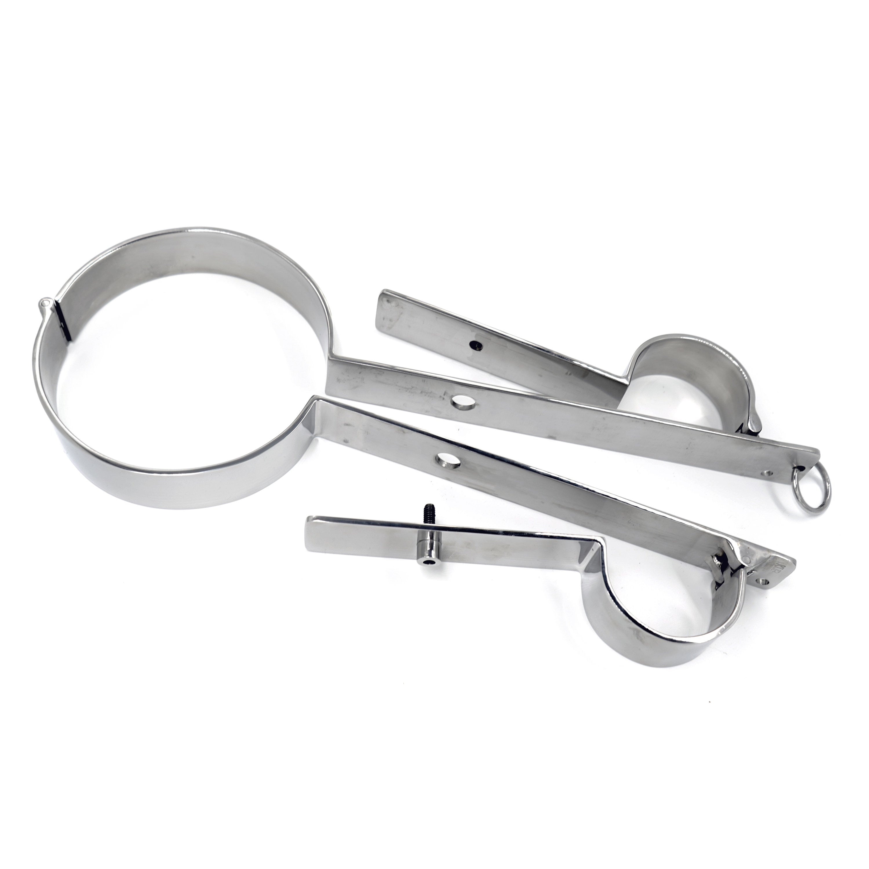 Metalbondage Schandgeige poliert für Hals und Hände