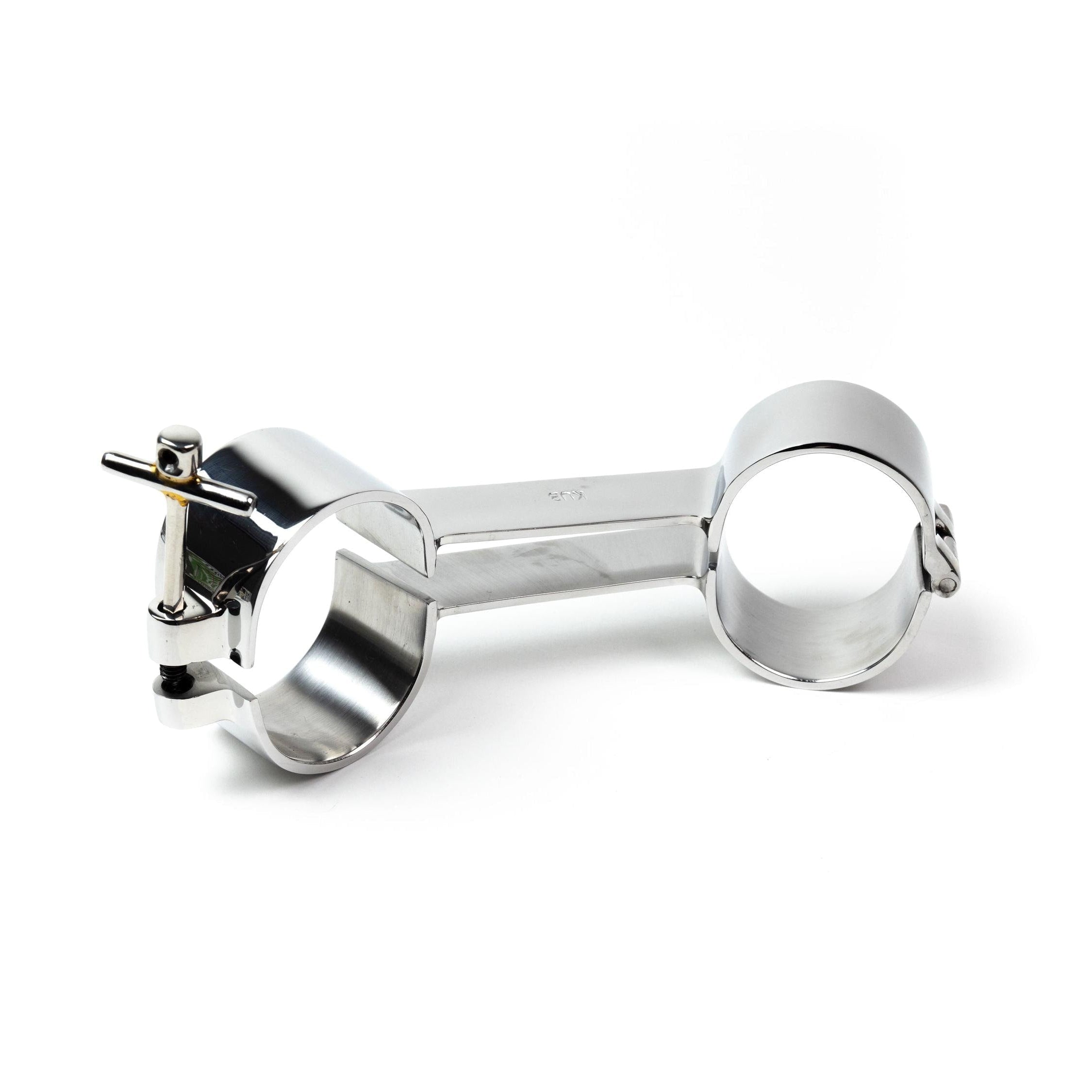 Heavy rigid stainless steel restraints, angled