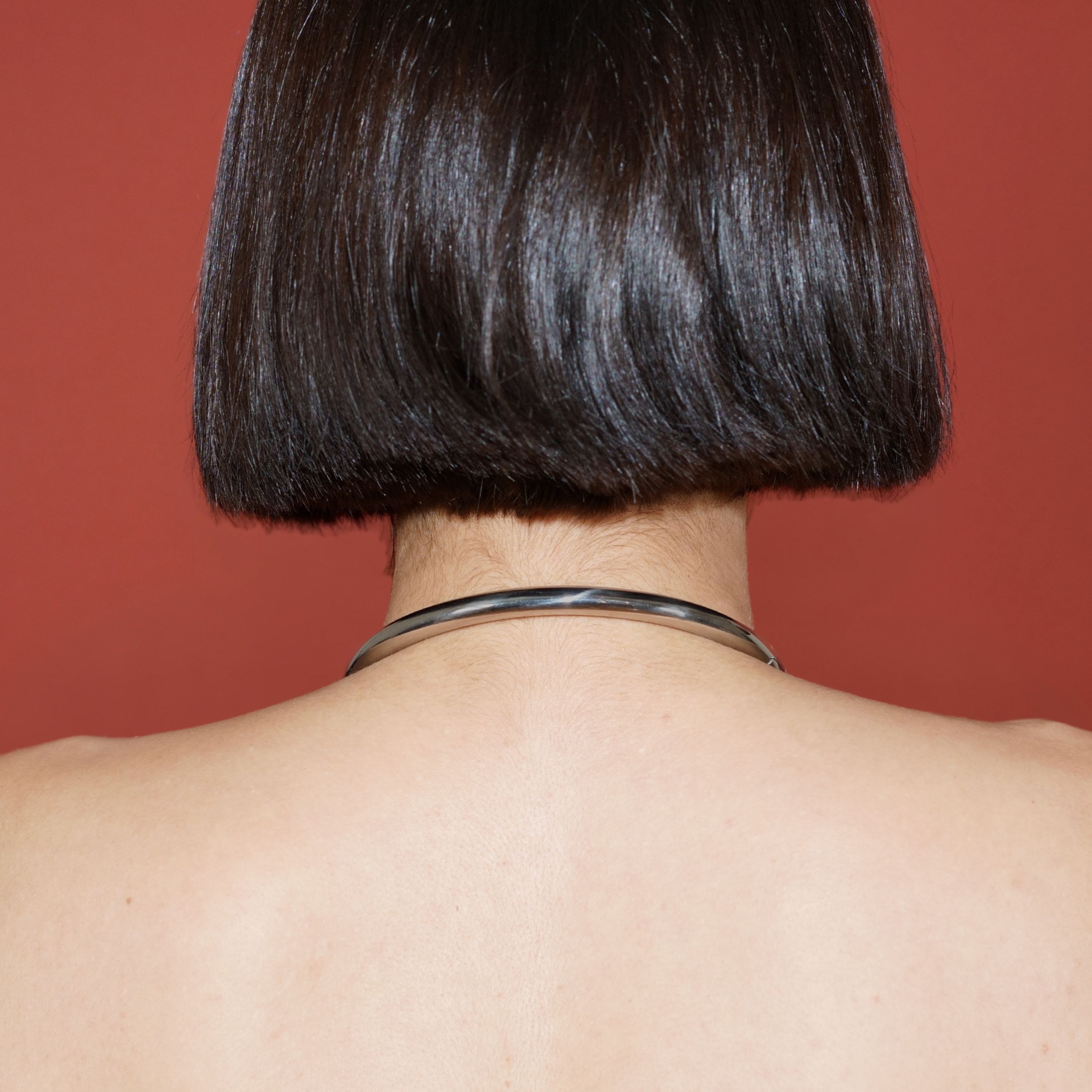 deSade® Collar 8 mm silver - Elegant locking neck cuff in stainless steel, oval, with hidden Hex‑Lock – with O‑Ring