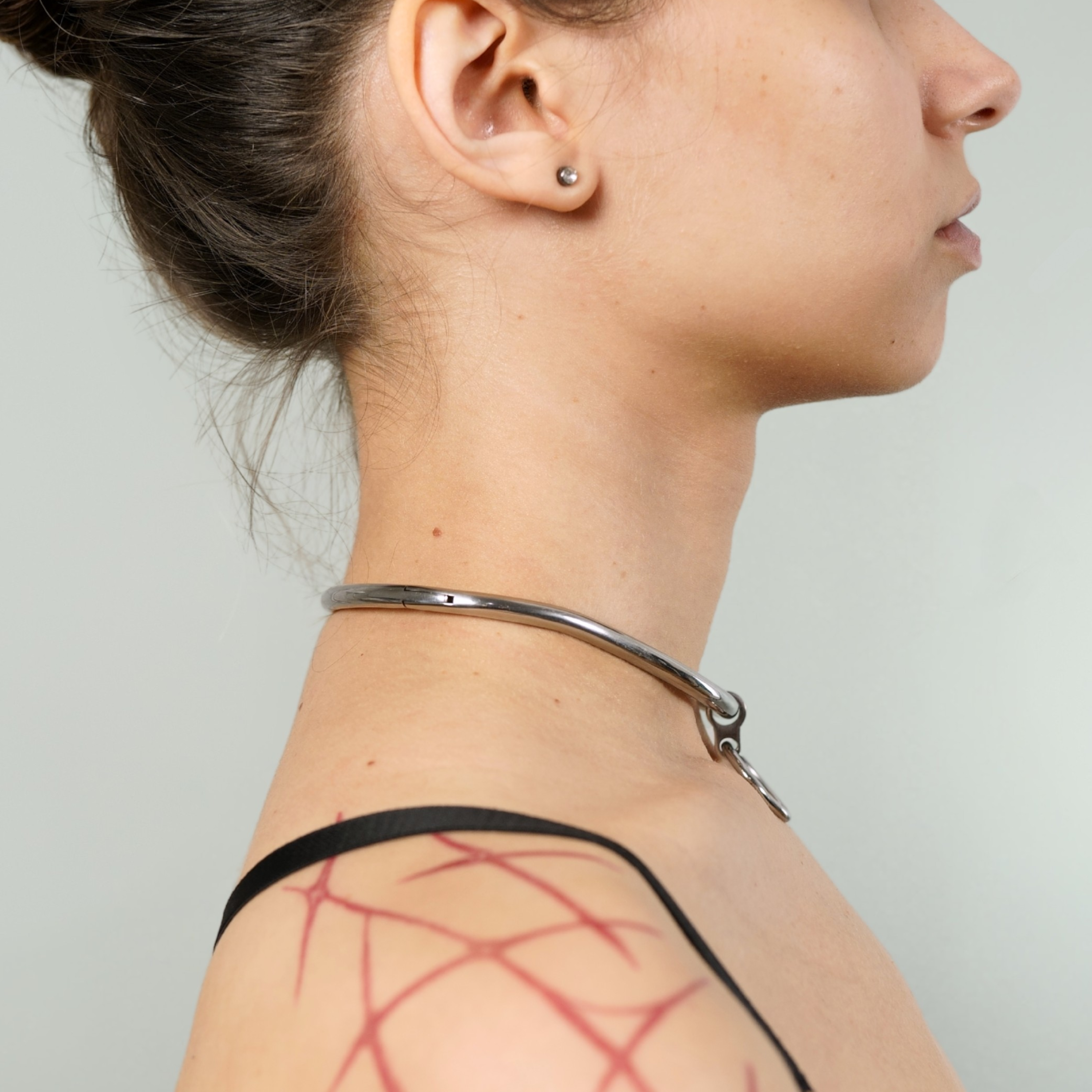 Lockable ergonomic choker 6mm with O-ring (Silver)