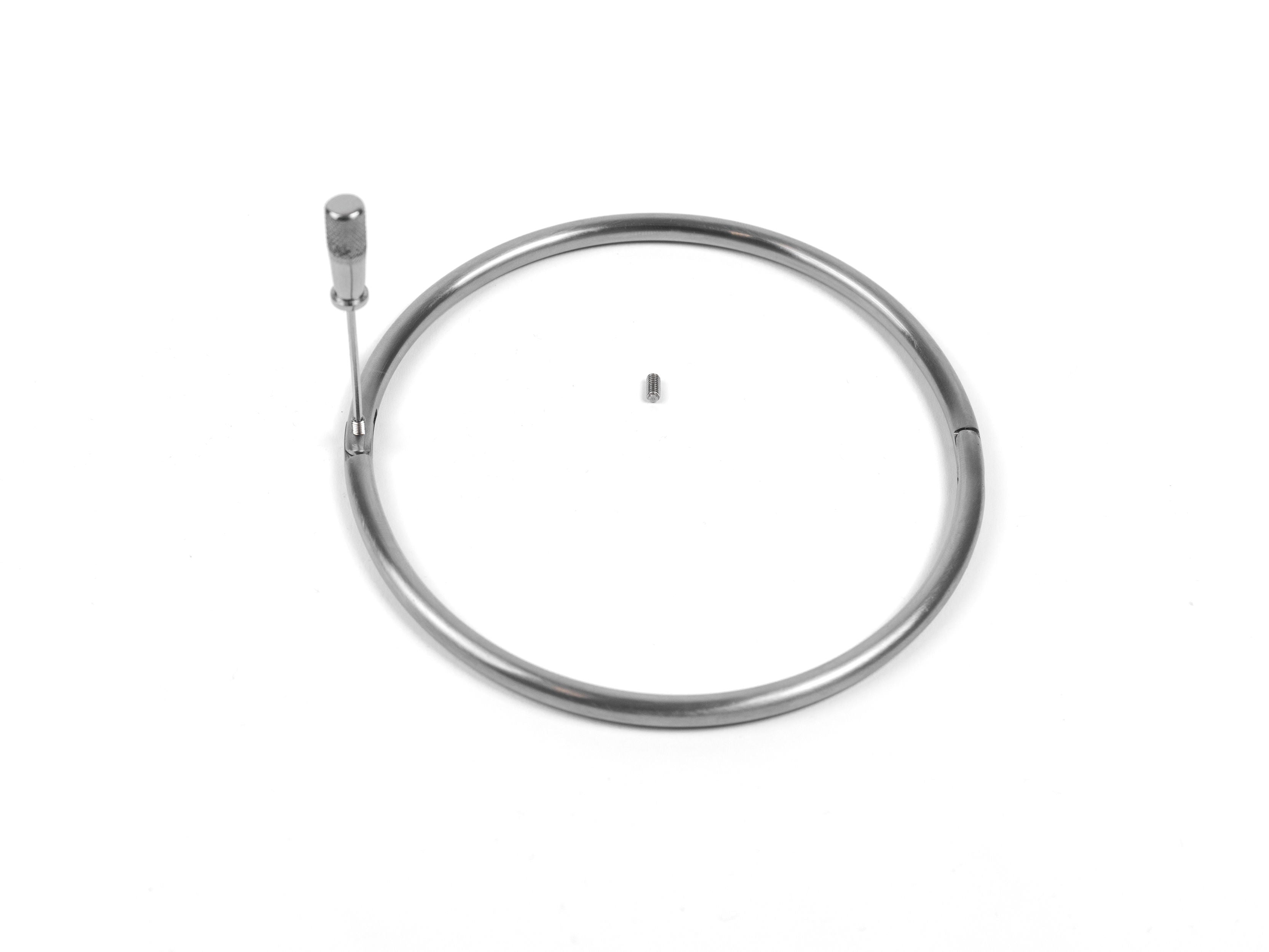 deSade® Collar 6 mm brushed silver - Elegant locking neck cuff in brushed stainless steel, oval, with hidden Hex‑Lock