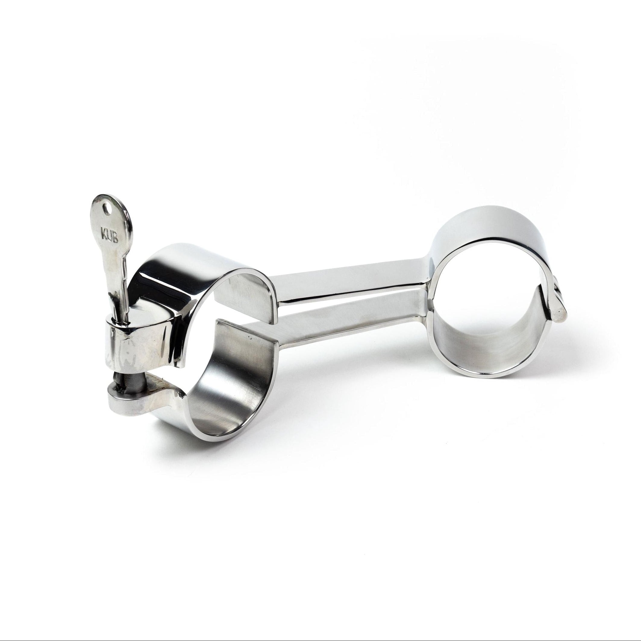 Heavy rigid stainless steel restraints, angled